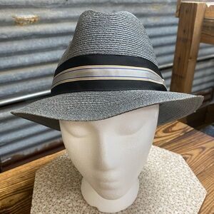 Vintage Dobbs Fifth Ave New York Gray Straw Fedora  - Size 7 1/8 (57) - Unisex